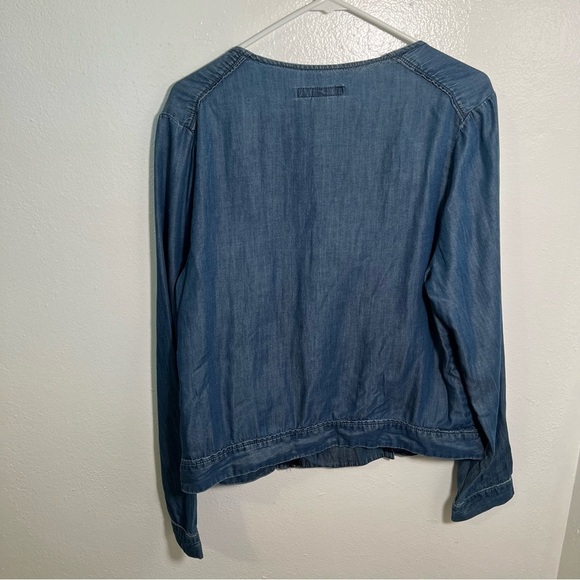Nine West Jeans Chambray Moto Jacket Asymmetric Zip L - Picture 6 of 11